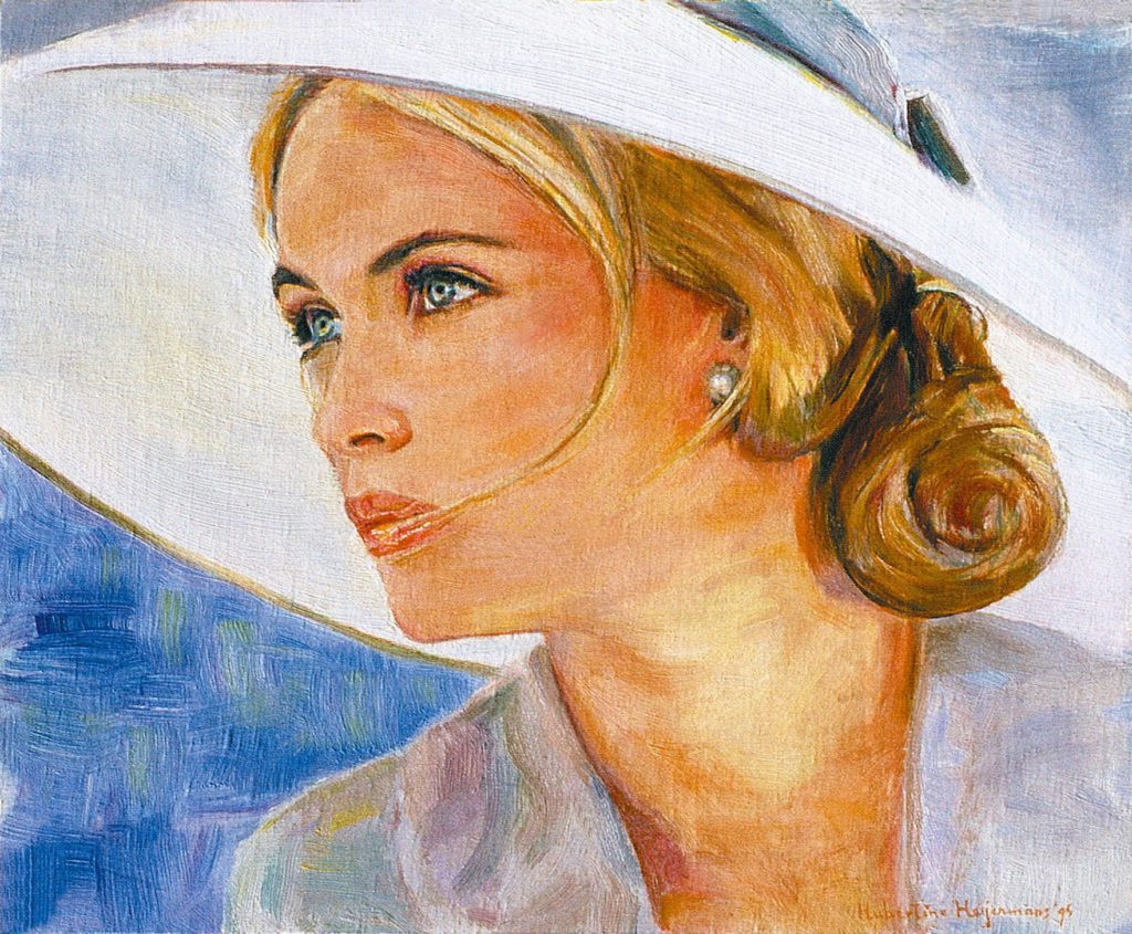 the girl with white hat